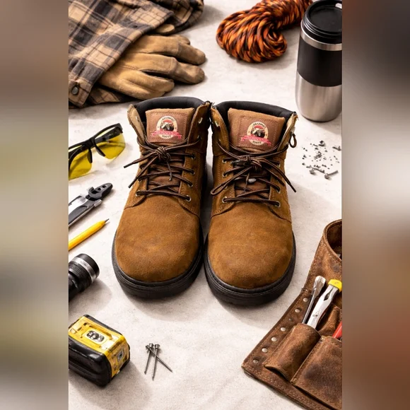Brahma Bravo Brown Suede Keather Work Boots. Lace-Up Safety Ankle Boots. Mens10M - Picture 1 of 16